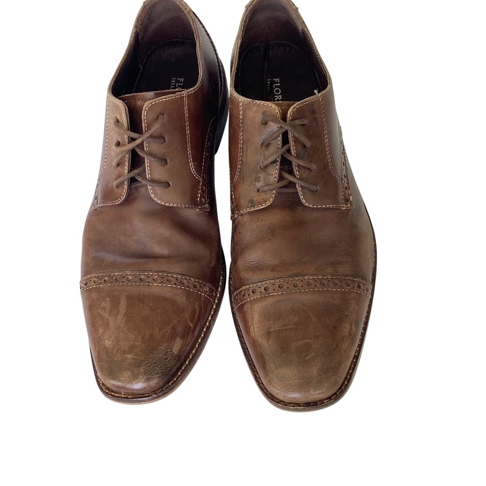 Florsheim Brown Leather‎ Cap Toe Castellano Shoes Distressed Size 9.5 D - Picture 2 of 10